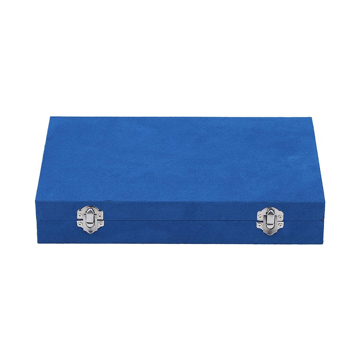 Blue Velvet Jewelry Box with Anti Tarnish Lining & Lock, Anti Tarnish Jewelry Case, Jewelry Organizer, Jewelry Storage Box (8 Necklace Hooks, 8 Earrings/Pendant Sections and 10 Rings Slots) image number 1