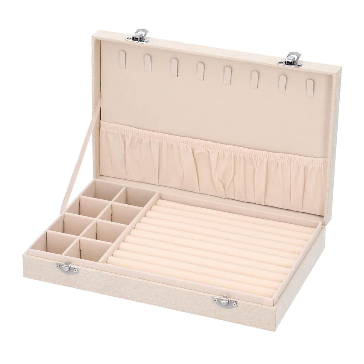 Buy Ivory Velvet Jewelry Box with Anti Tarnish Lining & Lock, Anti Tarnish  Jewelry Case, Jewelry Organizer, Jewelry Storage Box (8 Necklace Hooks, 8  Earrings/Pendant Sections and 10 Rings Slots) at ShopLC.