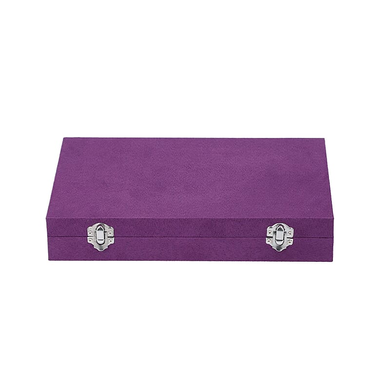 Purple Velvet Jewelry Box with Anti Tarnish Lining & Lock, Anti Tarnish Jewelry Case, Jewelry Organizer, Jewelry Storage Box (8 Necklace Hooks, 8 Earrings/Pendant Sections and 10 Rings Slots)