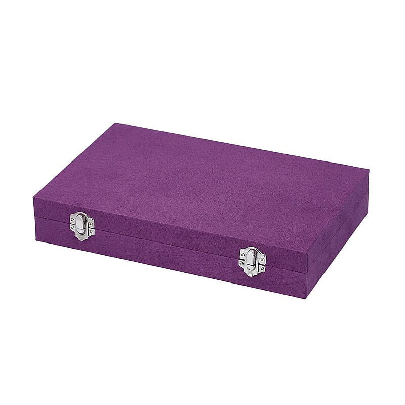 Purple Velvet Jewelry Box with Anti Tarnish Lining & Lock, Anti Tarnish Jewelry Case, Jewelry Organizer, Jewelry Storage Box (8 Necklace Hooks, 8 Earrings/Pendant Sections and 10 Rings Slots)