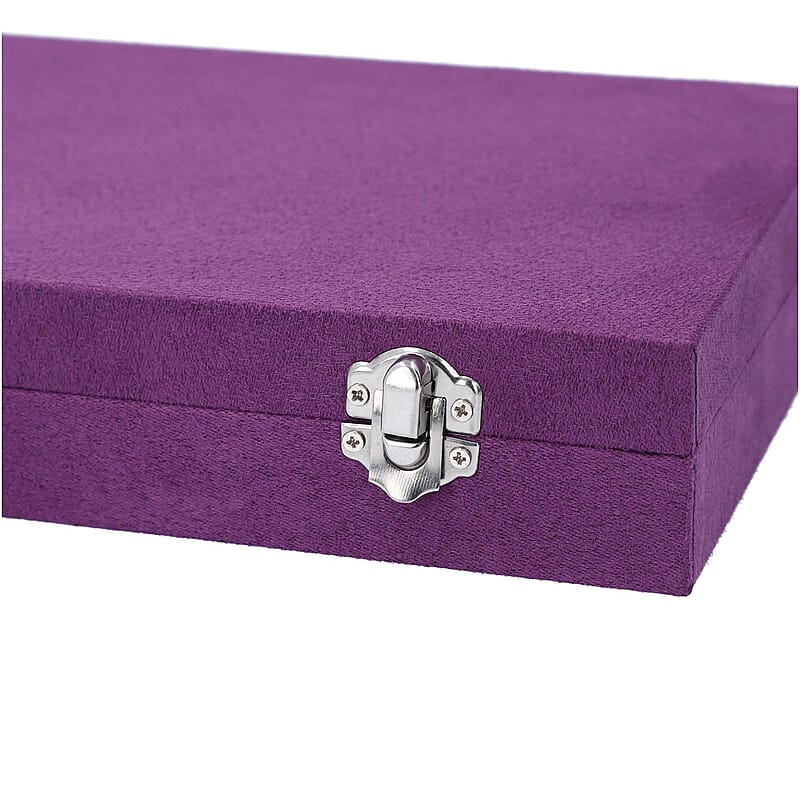 Purple Velvet Jewelry Box with Anti Tarnish Lining & Lock, Anti Tarnish Jewelry Case, Jewelry Organizer, Jewelry Storage Box (8 Necklace Hooks, 8 Earrings/Pendant Sections and 10 Rings Slots)