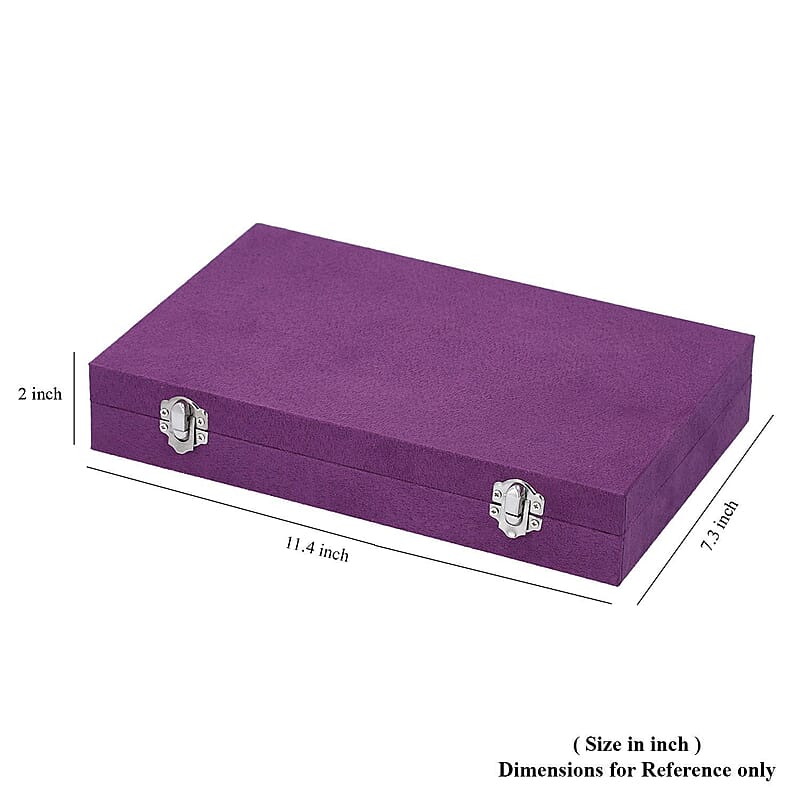 Purple Velvet Jewelry Box with Anti Tarnish Lining & Lock, Anti Tarnish Jewelry Case, Jewelry Organizer, Jewelry Storage Box (8 Necklace Hooks, 8 Earrings/Pendant Sections and 10 Rings Slots)