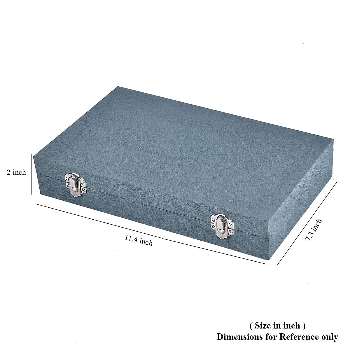 Teal Blue Velvet Jewelry Box with Anti Tarnish Lining & Lock, Anti Tarnish Jewelry Case, Jewelry Organizer, Jewelry Storage Box (8 Necklace Hooks, 8 Earrings/Pendant Sections and 10 Rings Slots) image number 6