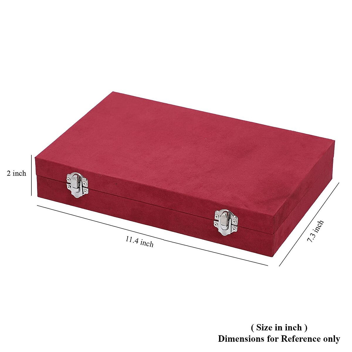 Burgundy Velvet Jewelry Box with Anti Tarnish Lining & Lock, Anti Tarnish Jewelry Case, Jewelry Organizer, Jewelry Storage Box (8 Necklace Hooks, 8 Earrings/Pendant Sections and 10 Rings Slots) image number 6