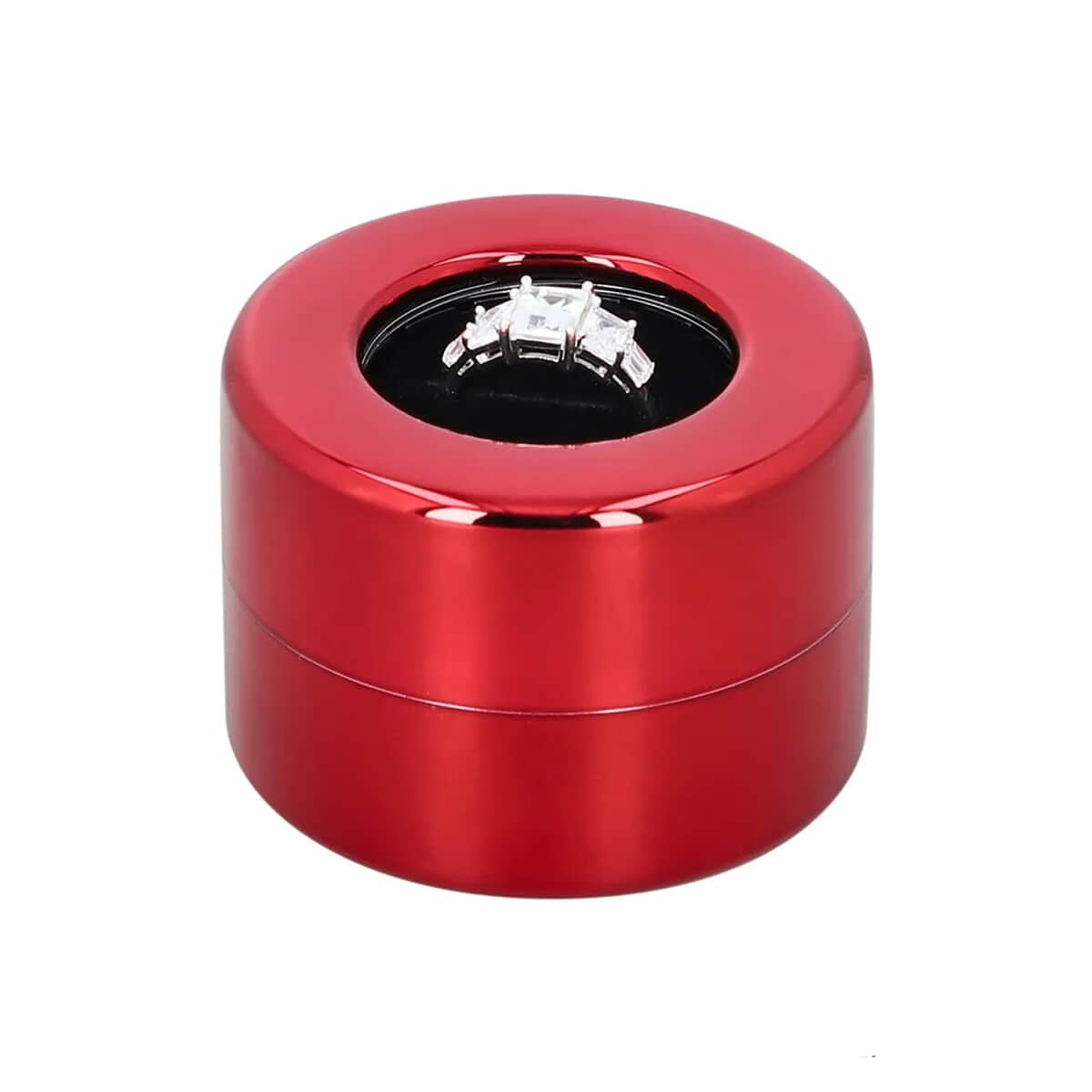 Wine Red, Jade Sponge & Black Flannelette Rotating Lifting Jewelry Box image number 4