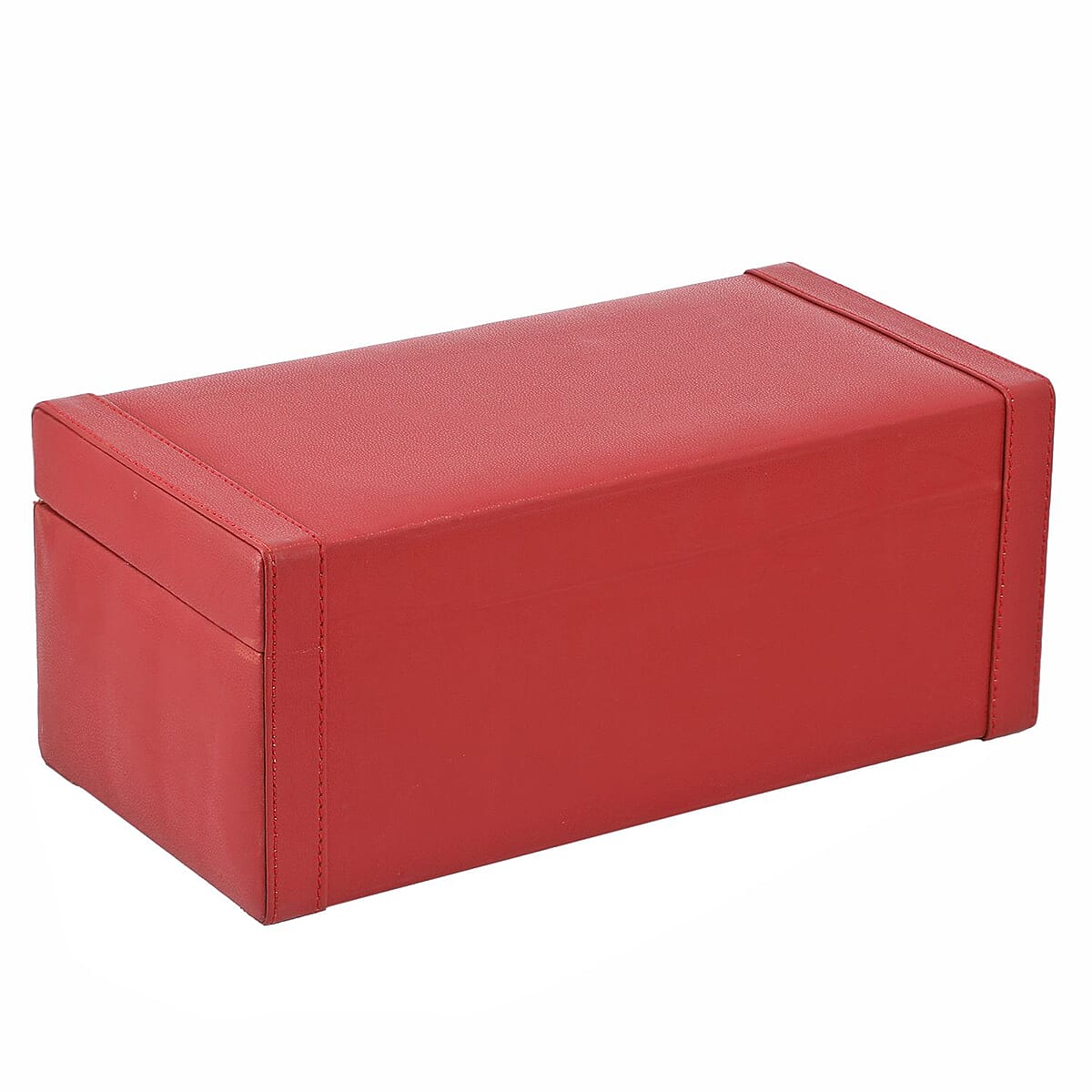 Maroon Color Faux Leather and Wooden Jewelry Box image number 6