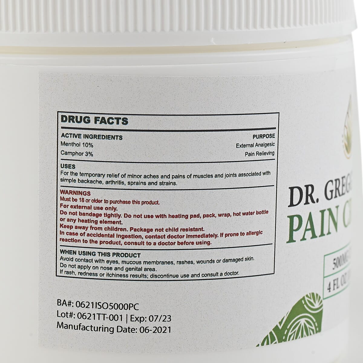 Dr. Gregg's CBD Pain Cream-500mg 4oz image number 2