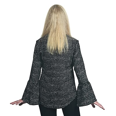 LEMON TART Black Speckle Flounce Sleeve Blouse - XSmall