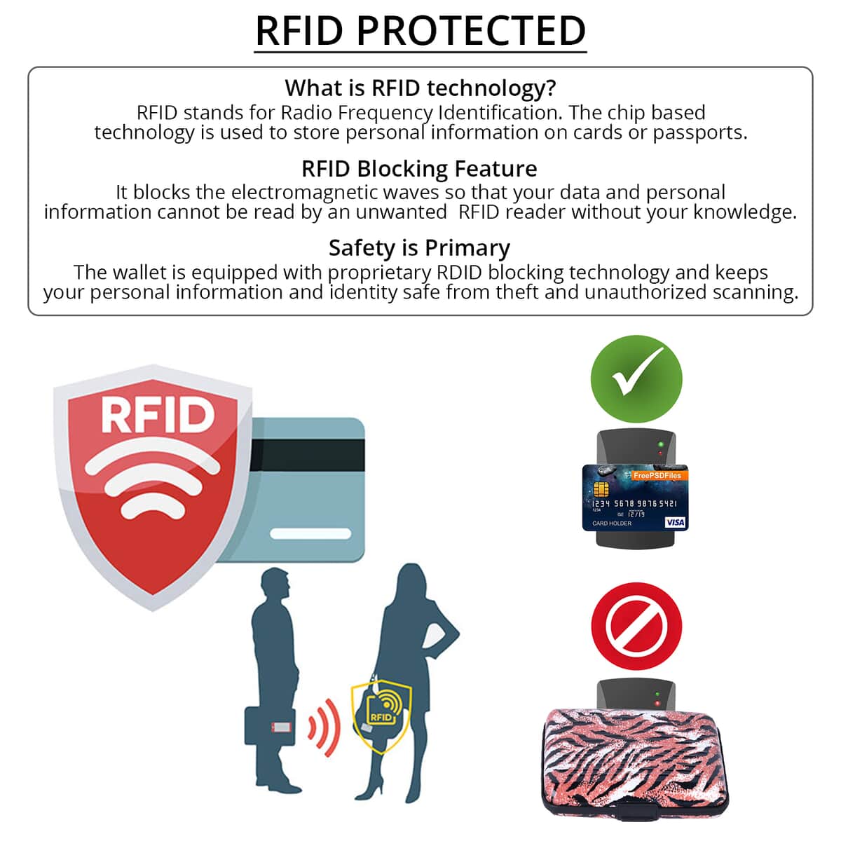Set of 3 Black Leopard, Snake and Tiger Print Aluminum RFID Blocking Card Holder image number 1