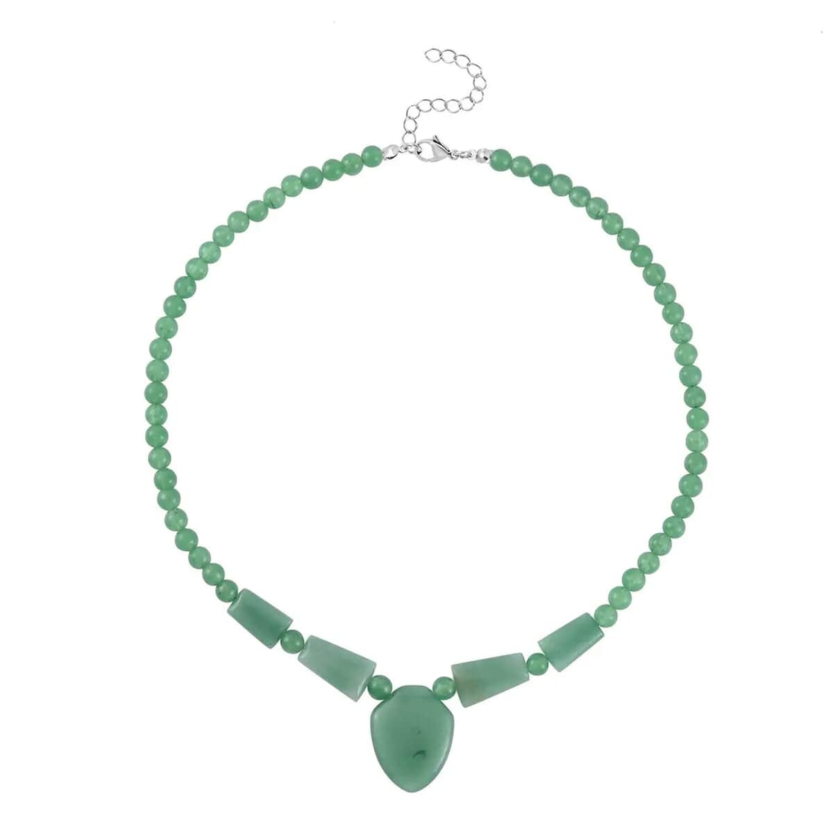 Green Aventurine Princess Necklace 18-20 Inches in Stainless Steel 196.50 ctw image number 0