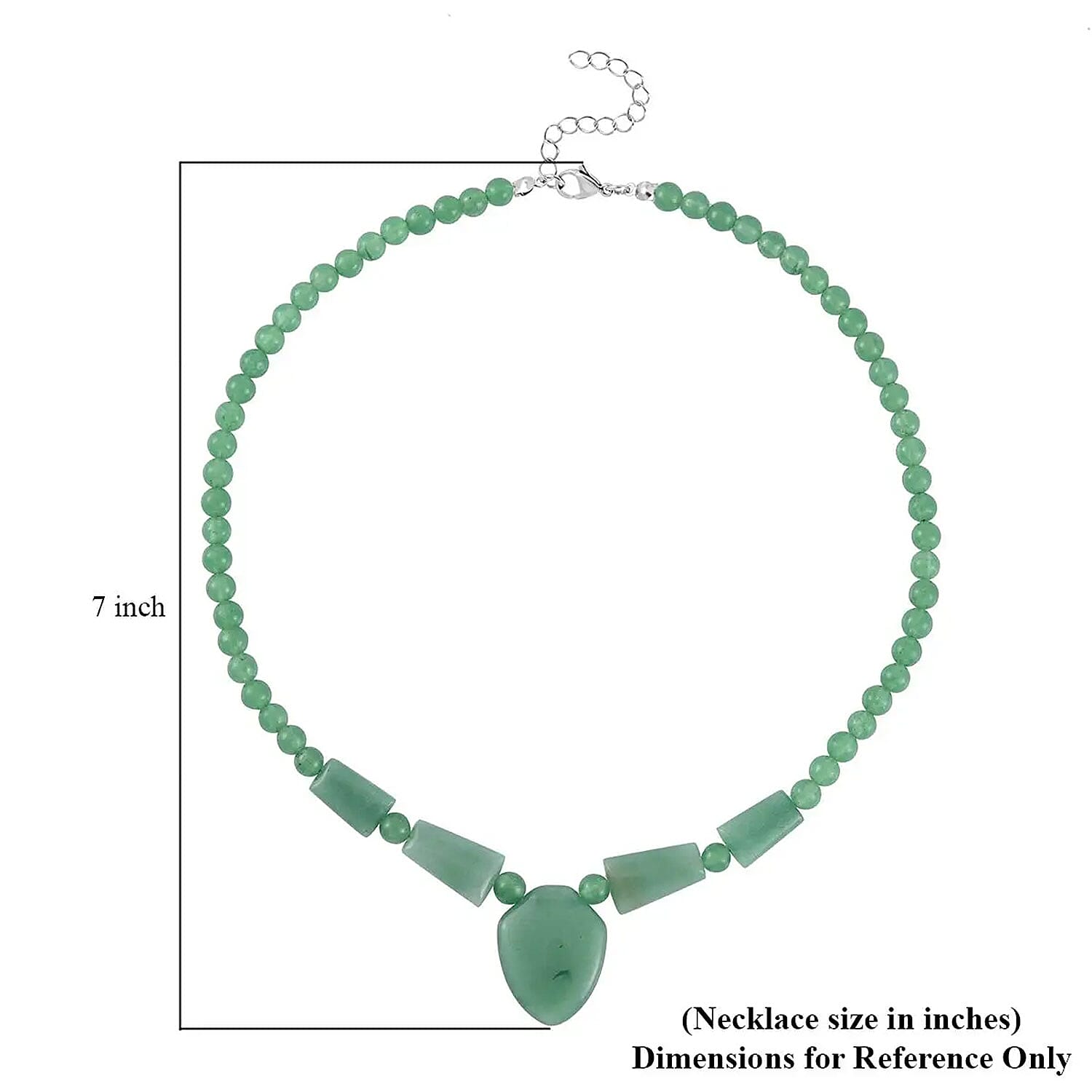 Green Aventurine Princess Necklace 18-20 Inches in Stainless Steel 196.50 ctw