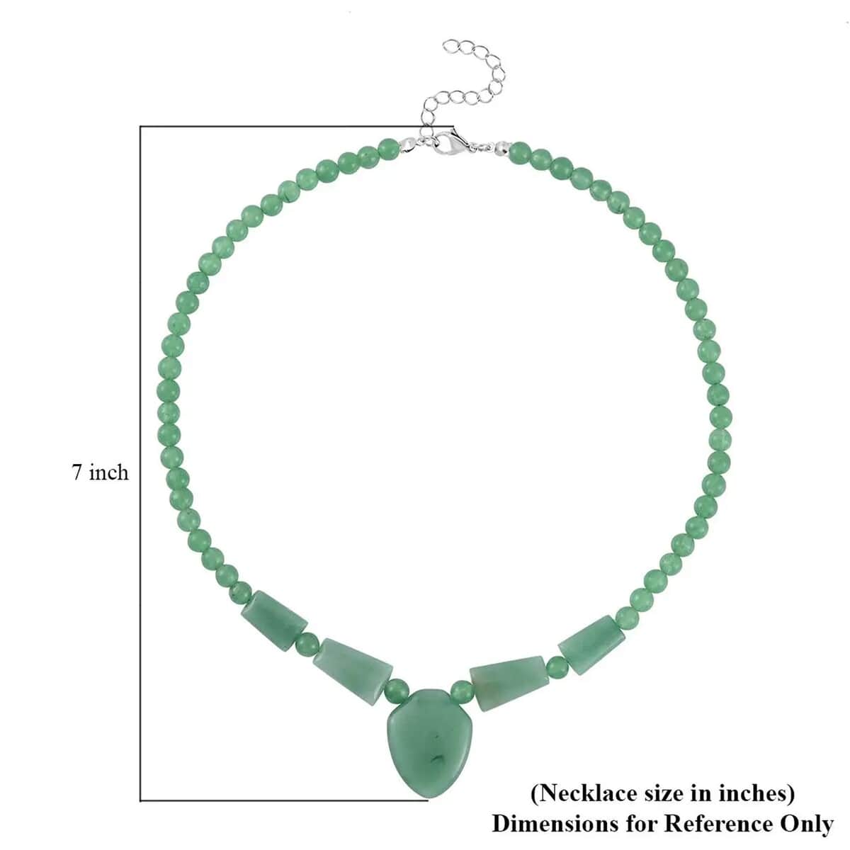 Green Aventurine Princess Necklace 18-20 Inches in Stainless Steel 196.50 ctw image number 6