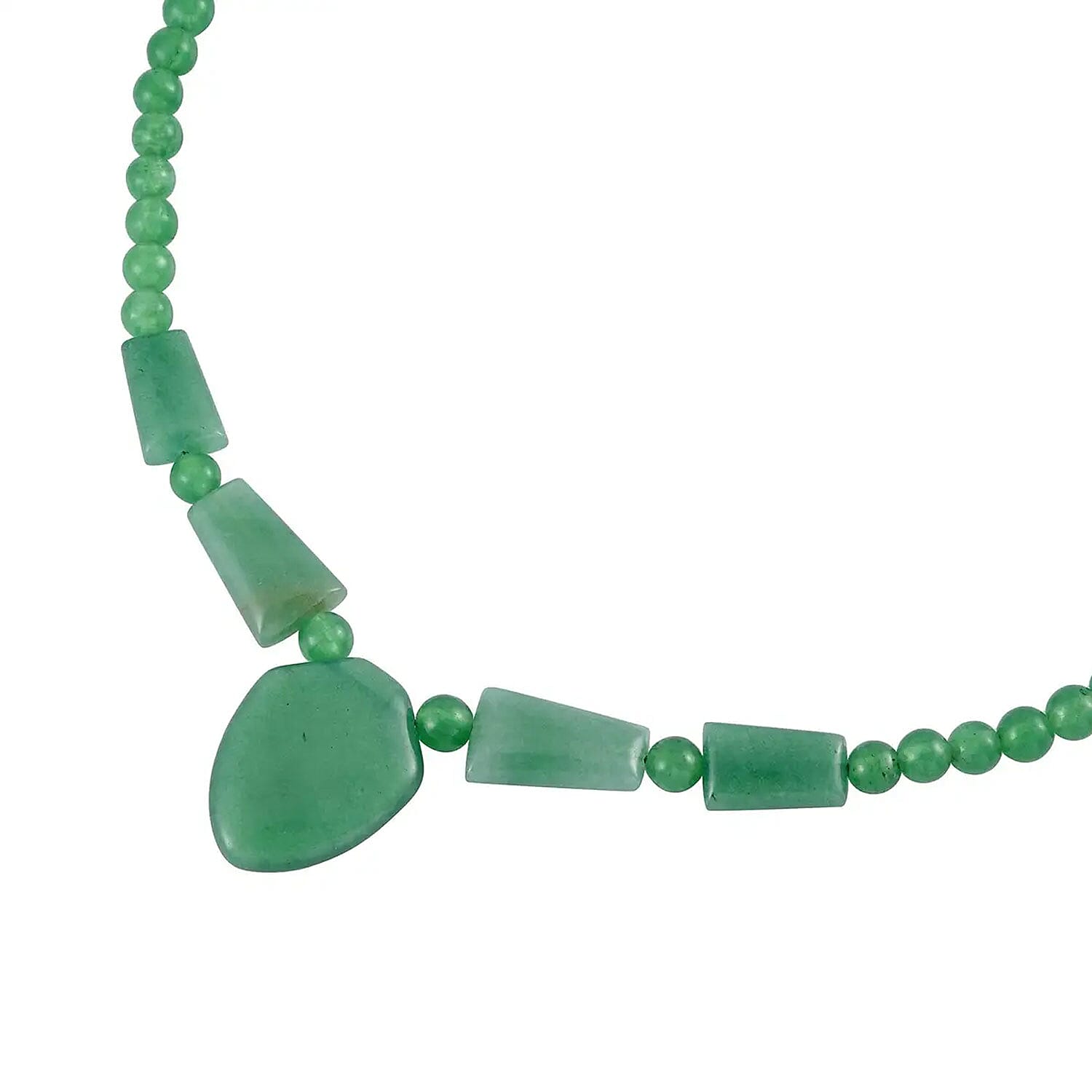 Green Aventurine Princess Necklace 18-20 Inches in Stainless Steel 196.50 ctw