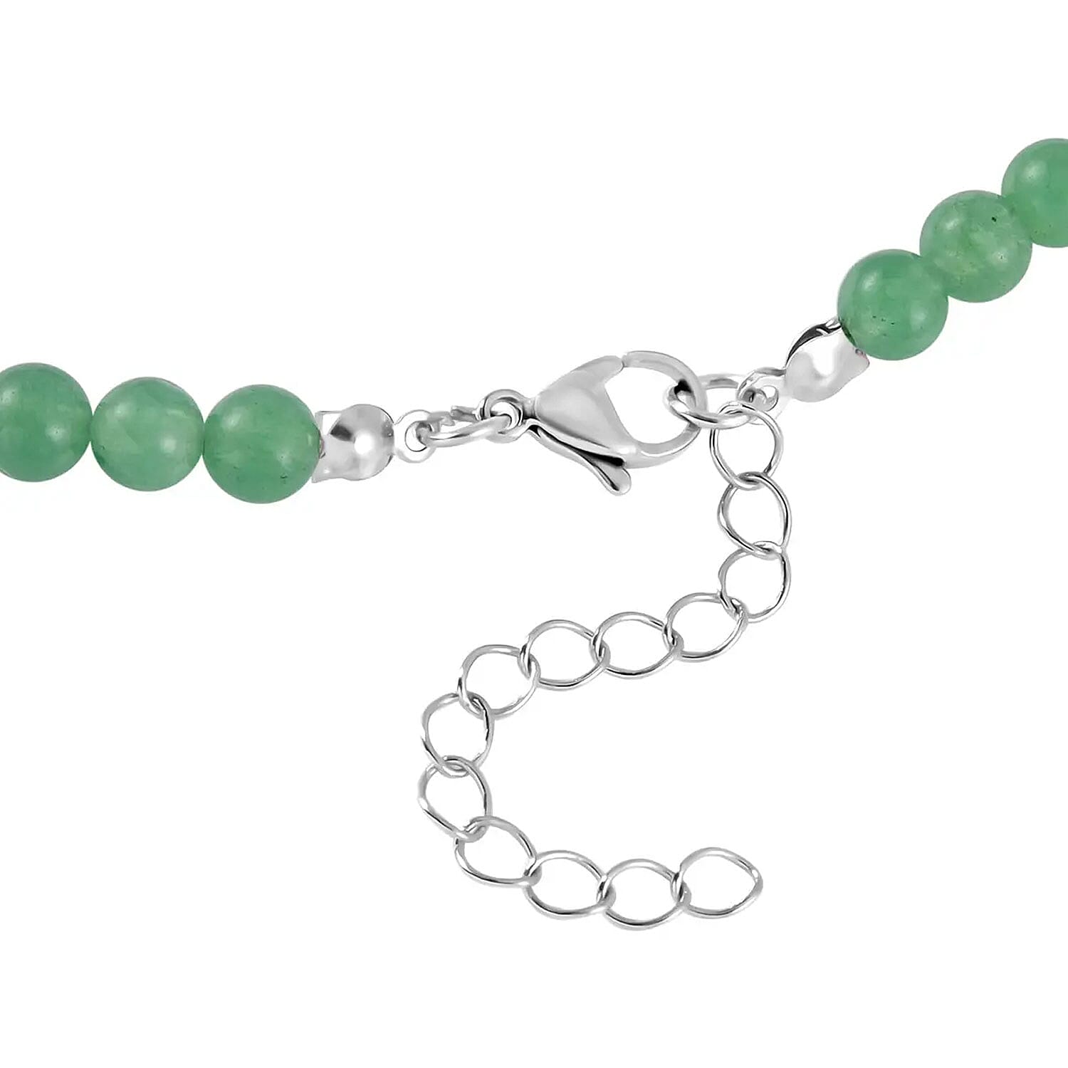 Green Aventurine Princess Necklace 18-20 Inches in Stainless Steel 196.50 ctw
