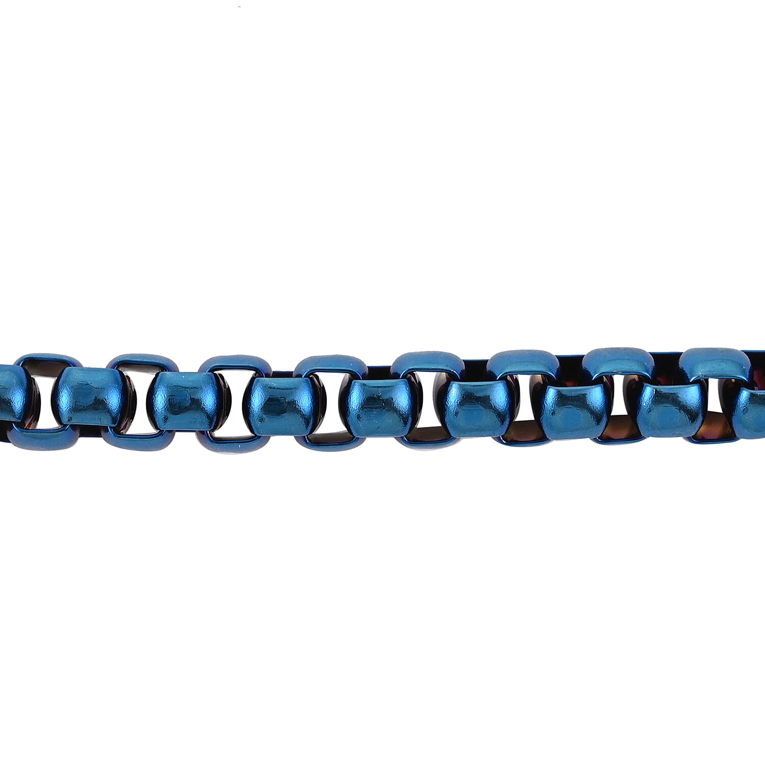 Box Chain Bracelet in ION Plated Blue Stainless Steel (8.00 In) 27 Grams
