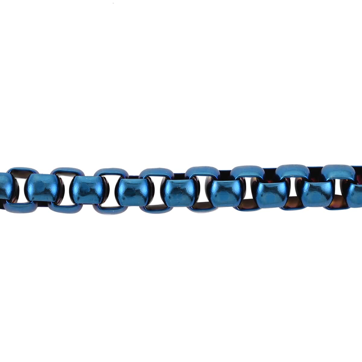 Box Chain Bracelet in ION Plated Blue Stainless Steel (8.00 In) 27 Grams image number 1