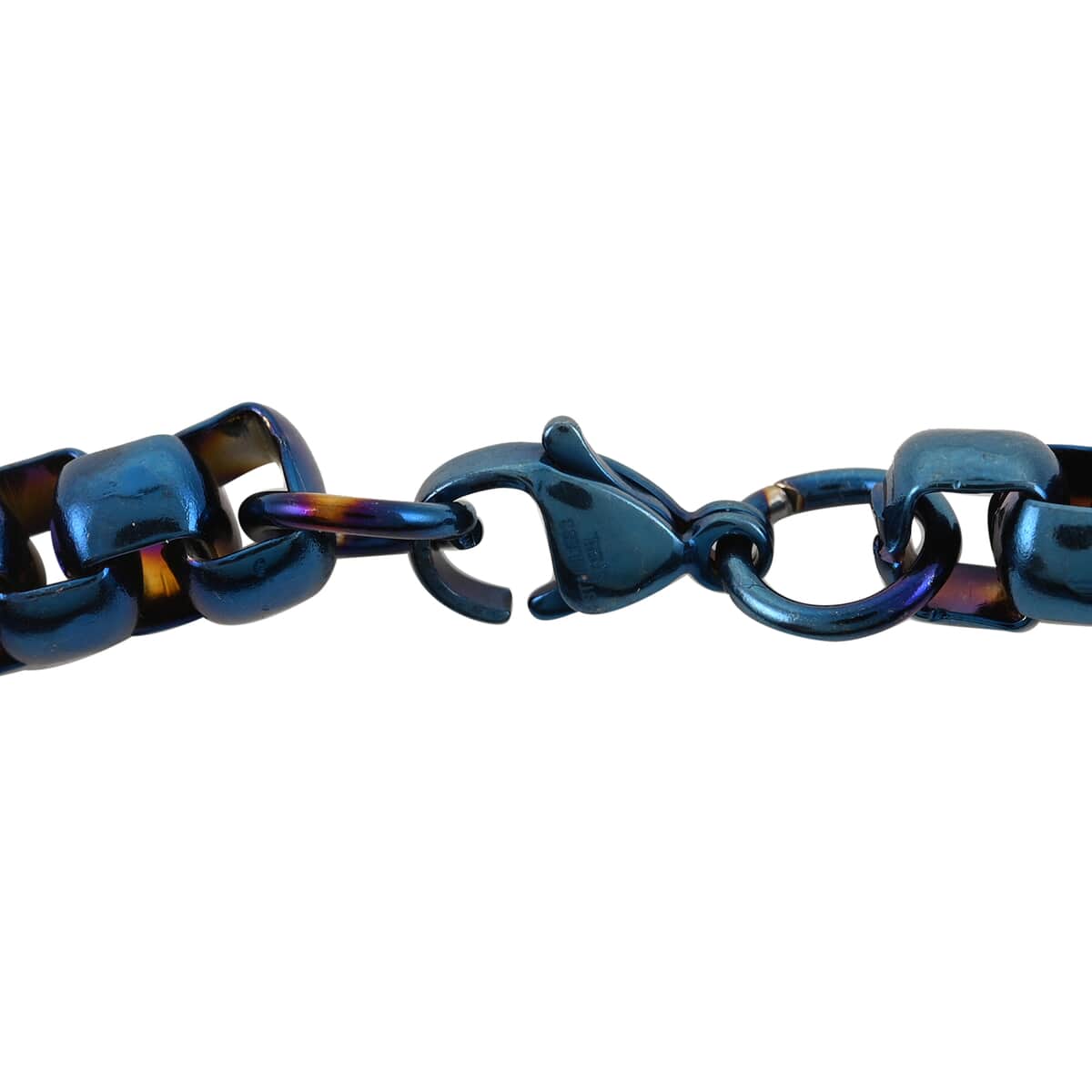 Box Chain Bracelet in ION Plated Blue Stainless Steel (8.00 In) 27 Grams image number 2