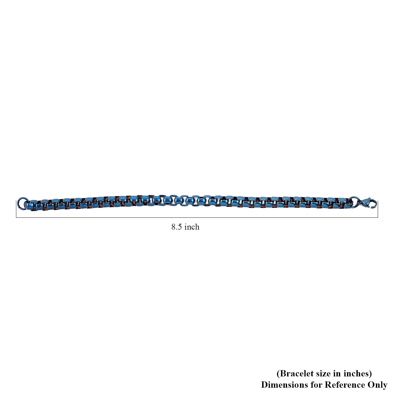 Box Chain Bracelet in ION Plated Blue Stainless Steel (8.00 In) 27 Grams