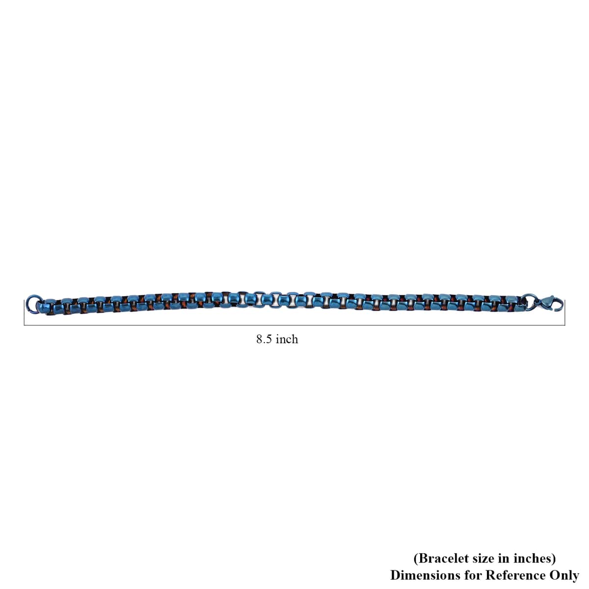 Box Chain Bracelet in ION Plated Blue Stainless Steel (8.00 In) 27 Grams image number 3