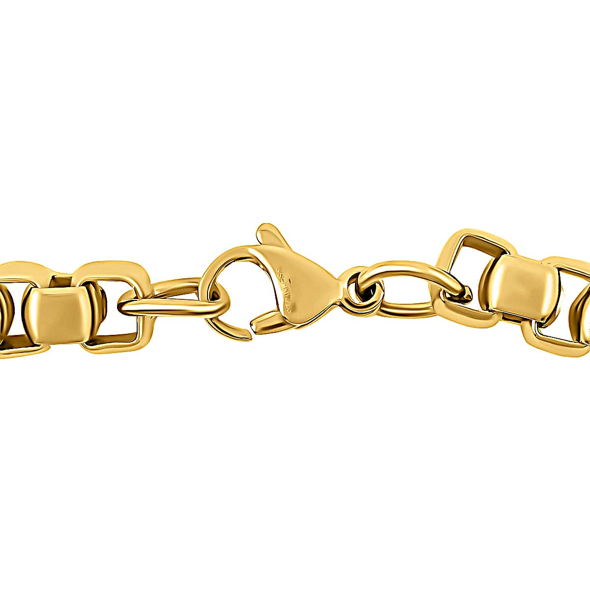 Box Chain Bracelet in ION Plated Yellow Gold Stainless Steel (8.00 In) 27 Grams image number 2