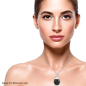 Simulated Magic Color Topaz and Simulated White Diamond Drop Style Pendant Necklace in Silvertone 20-22 Inches