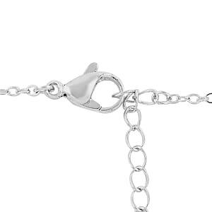 Simulated Magic Color Topaz and Simulated White Diamond Drop Style Pendant Necklace in Silvertone 20-22 Inches