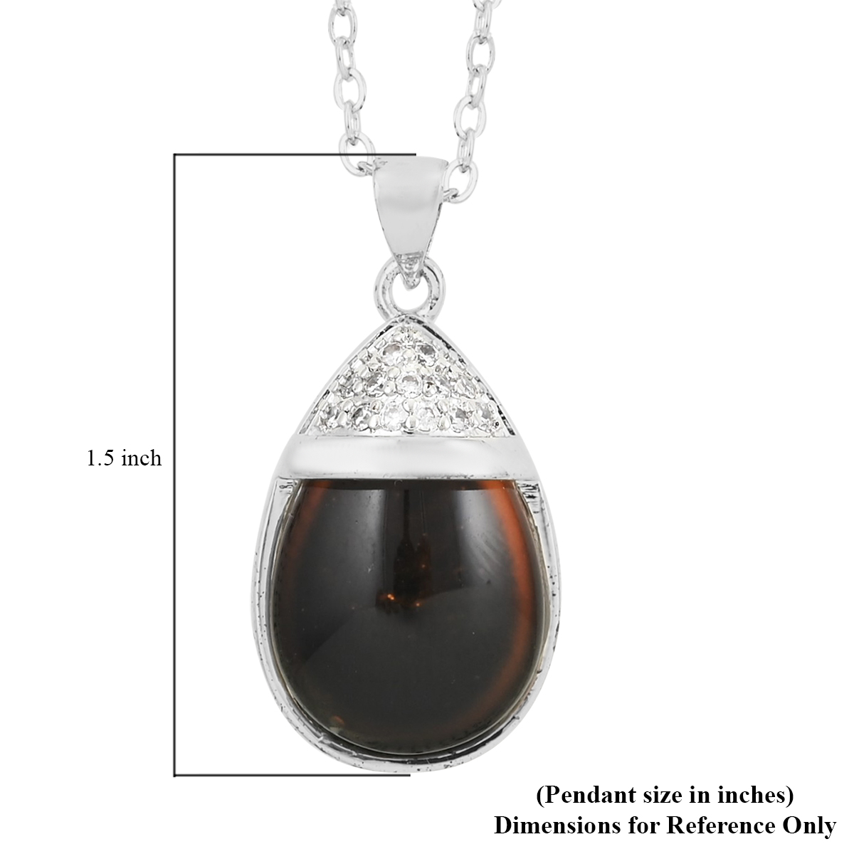 Simulated Magic Color Topaz and Simulated White Diamond Drop Style Pendant Necklace in Silvertone 20-22 Inches