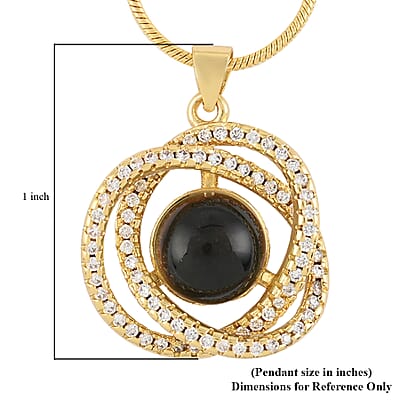 Simulated Magic Color Topaz and Simulated White Diamond Rings of Saturn inspired Pendant Necklace in Goldtone 20-22 Inches