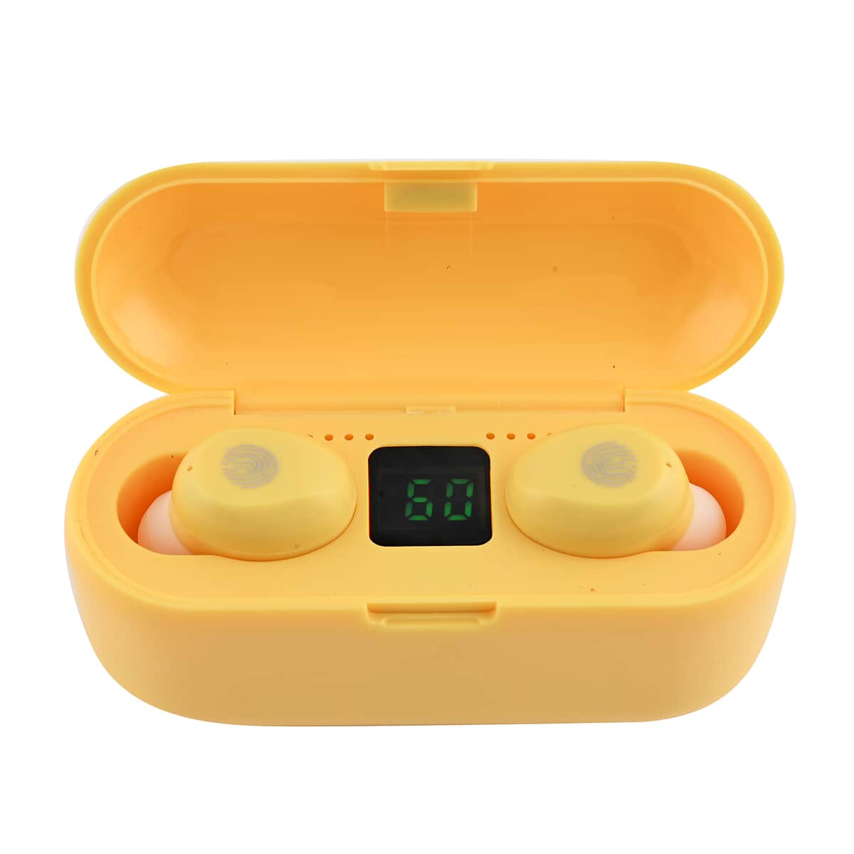 Yellow Wireless Earbuds with Charging Case image number 2