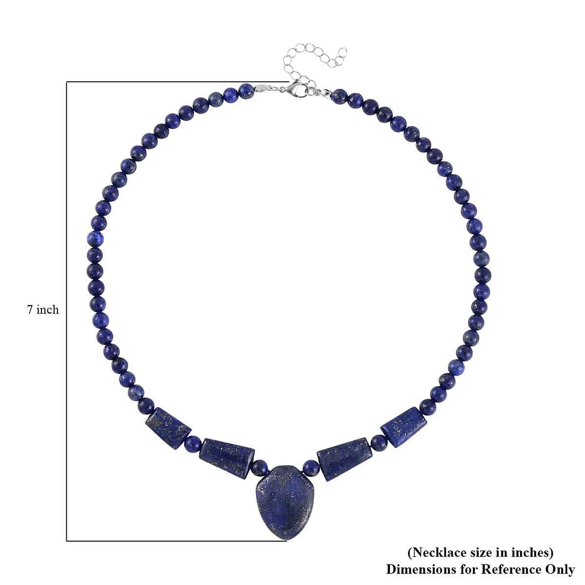 Lapis Lazuli 230.30 ctw 6-8mm Princess Necklace in Stainless Steel 18-20 Inches image number 6