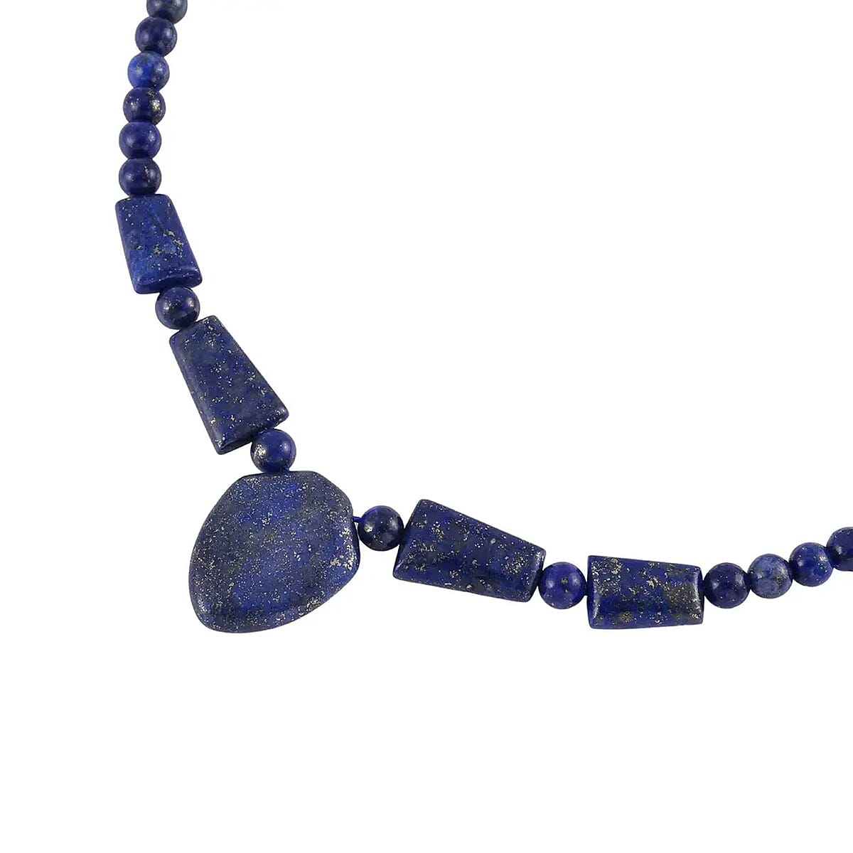 Lapis Lazuli 230.30 ctw 6-8mm Princess Necklace in Stainless Steel 18-20 Inches image number 7