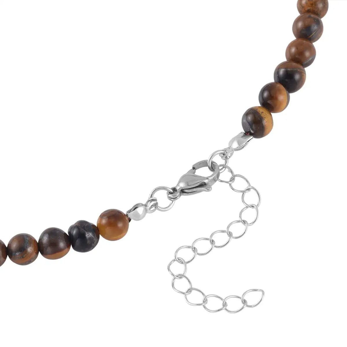 Yellow Tiger's Eye Princess Necklace 18-20 Inches in Stainless Steel 205.70 ctw image number 8