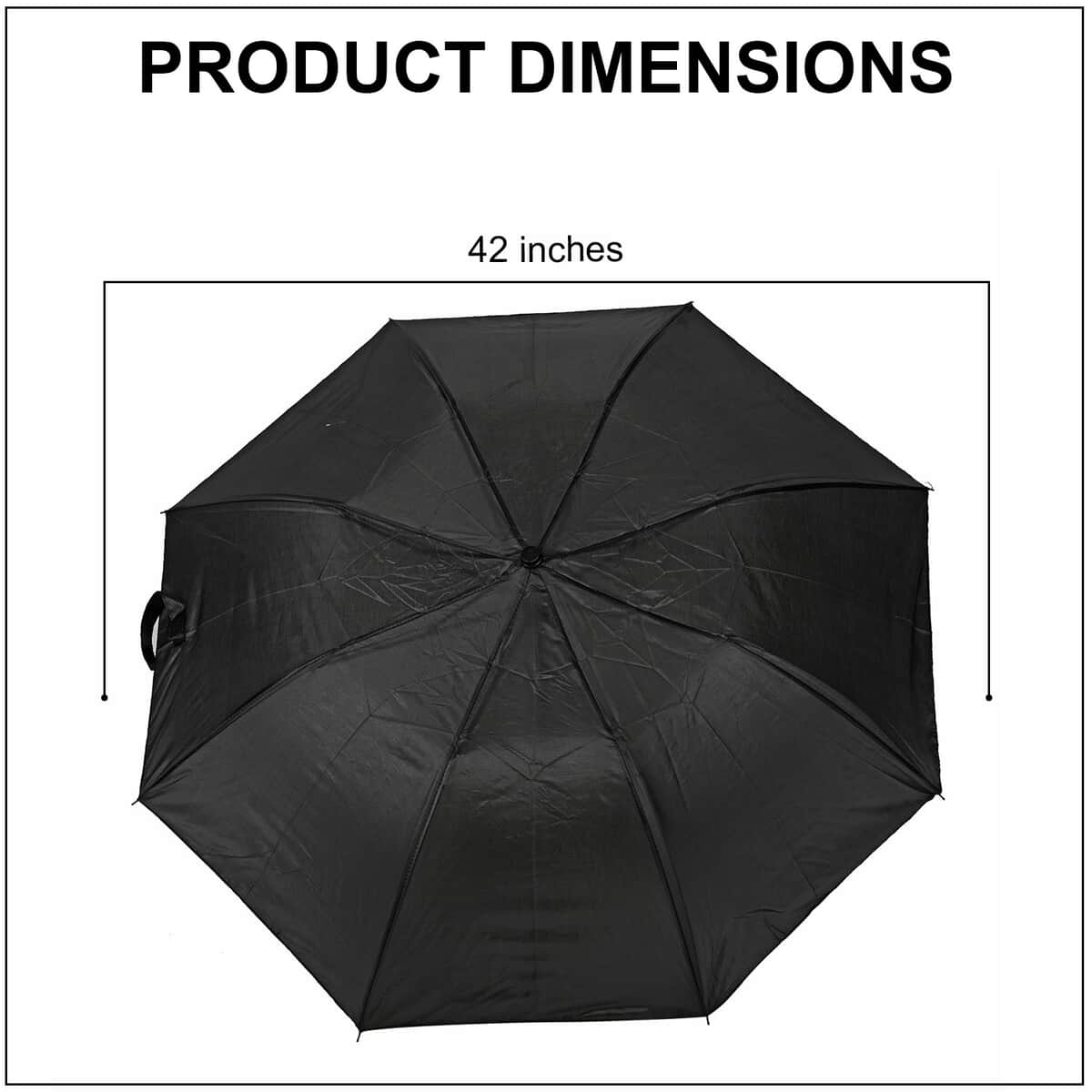 42 Inches Auto Folding Umbrella -Black image number 3
