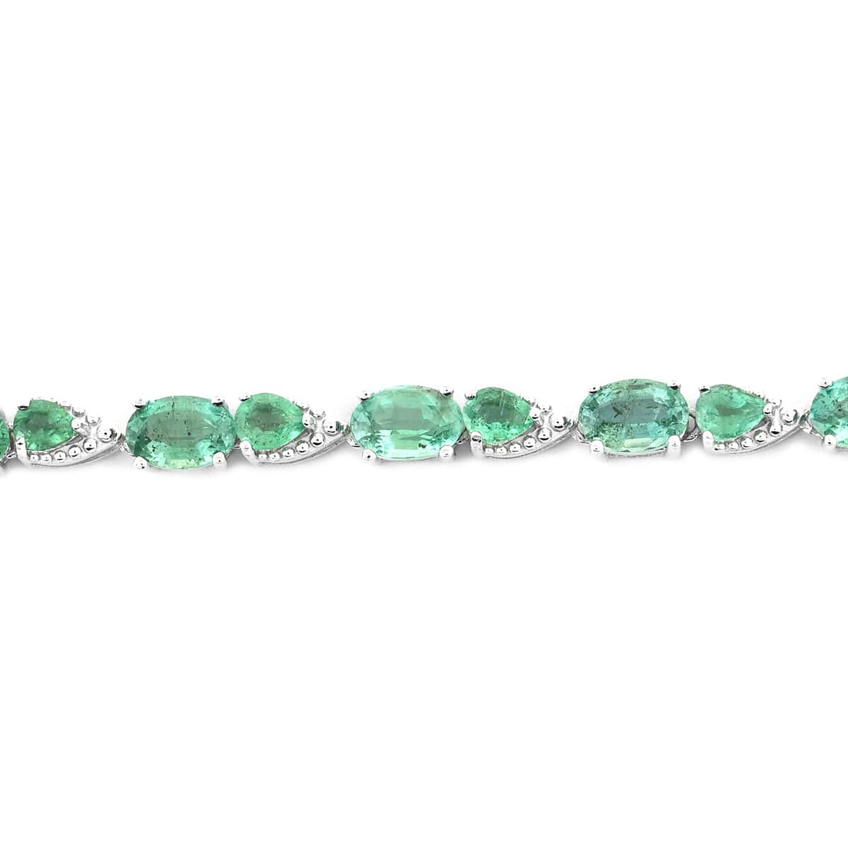 AAA Kagem Emerald Bracelet in Rhodium Over Sterling Silver (7.25 In) 7.00 ctw image number 1