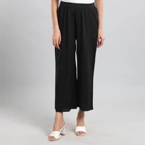 JOVIE Black Wide Leg Cropped Lounge Pant with Elastic Waistband - L