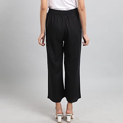 JOVIE Black Wide Leg Cropped Lounge Pant with Elastic Waistband - L