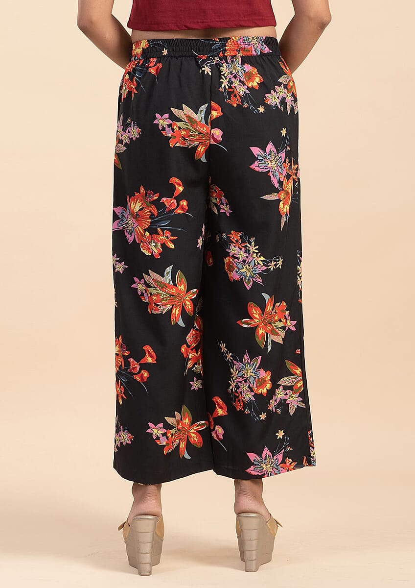 JOVIE Black Art Deco Kimono and Wide Leg Elastic Waist Cropped Pant- L (Pant :36"Lx22"W, Kimono:42"Lx40"W) image number 5