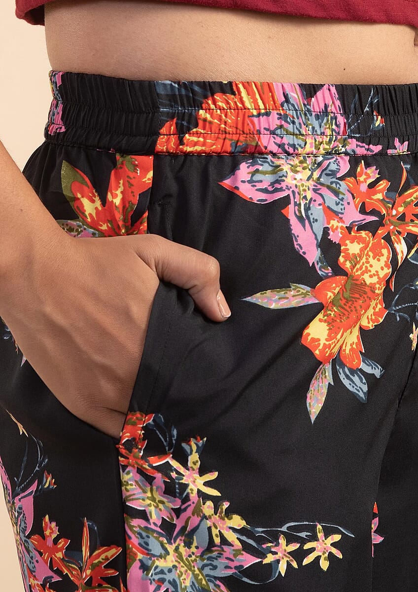 JOVIE Black Art Deco Kimono and Wide Leg Elastic Waist Cropped Pant- L (Pant :36"Lx22"W, Kimono:42"Lx40"W) image number 6