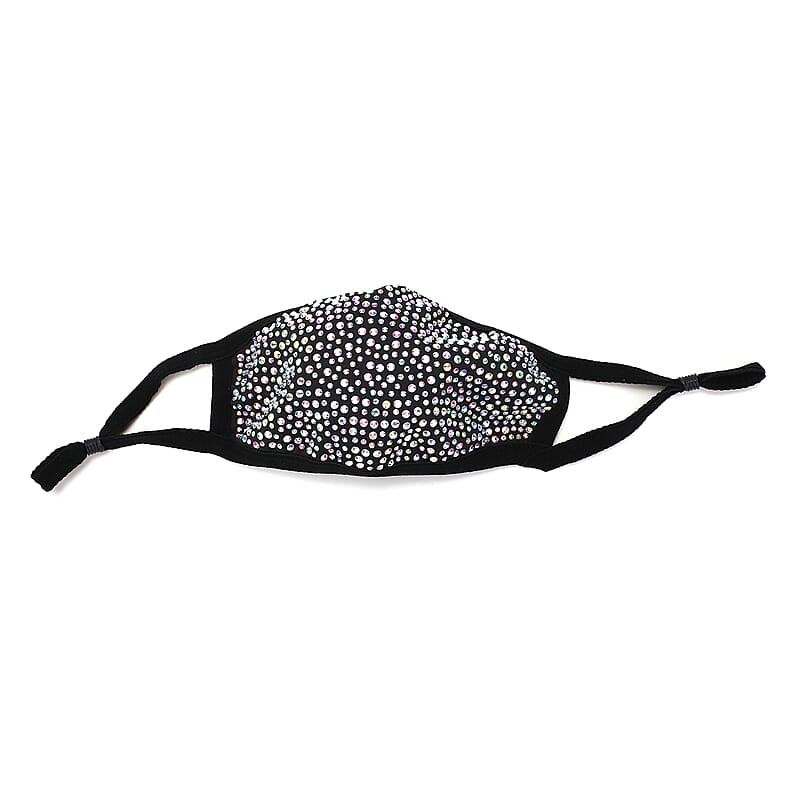 Black with Sparkling Crystal Aurora Borealis 2 Ply Fashion Mask (Non-Returnable)