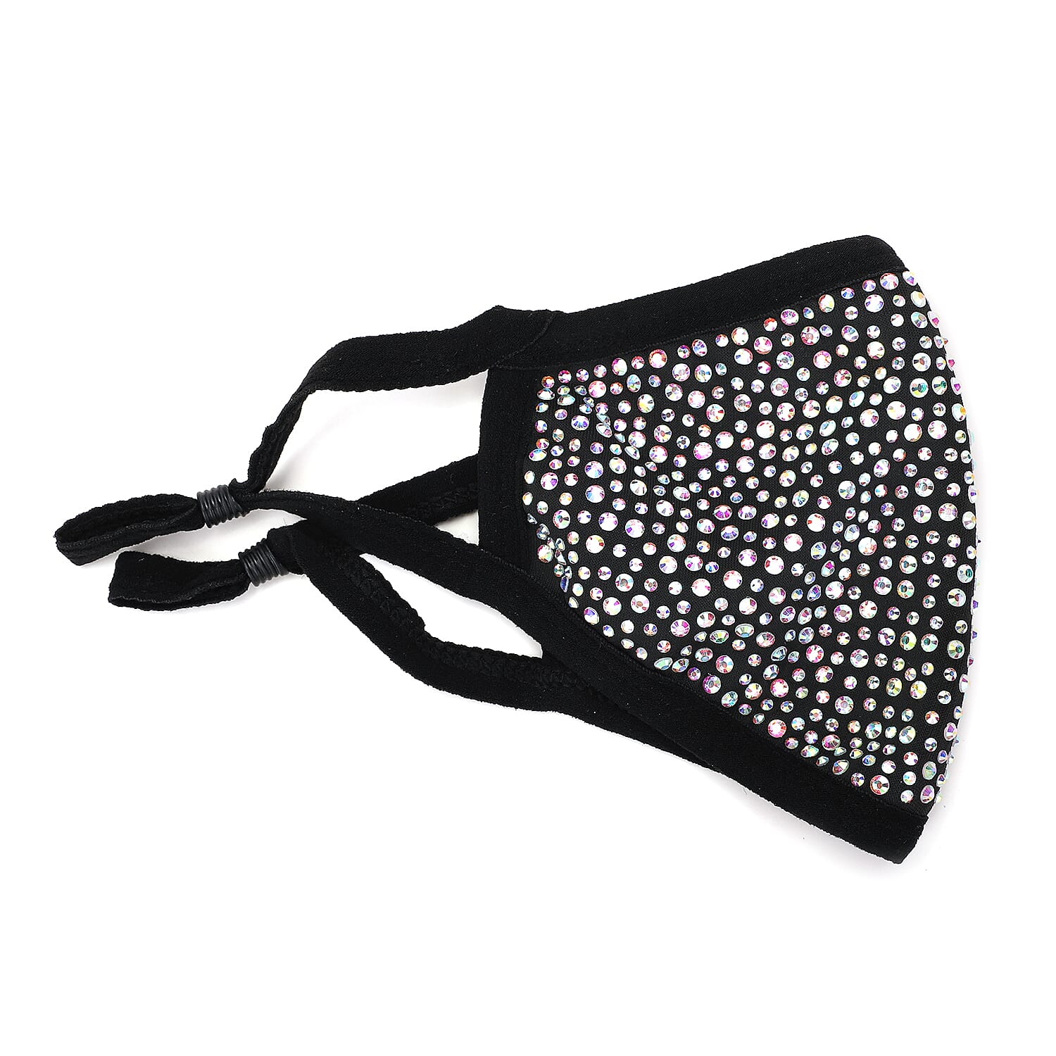 Black with Sparkling Crystal Aurora Borealis 2 Ply Fashion Mask (Non-Returnable)