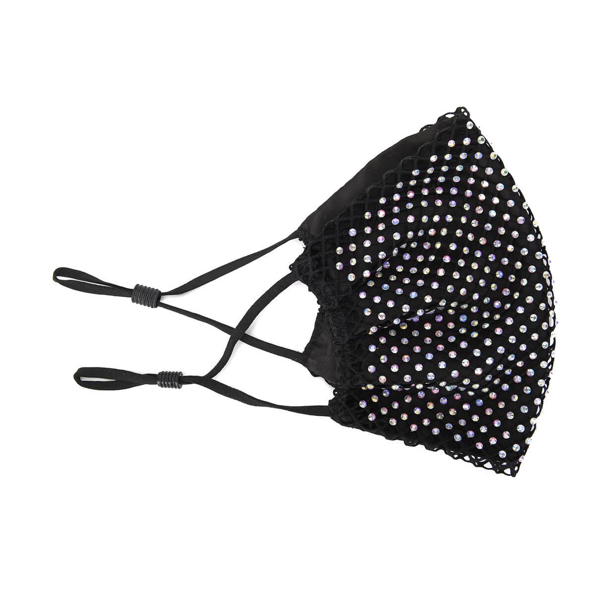 Black Mesh with Sparkling Color Crystals Rhinestone 2 Ply Fashion Mask (Non-Returnable) image number 1