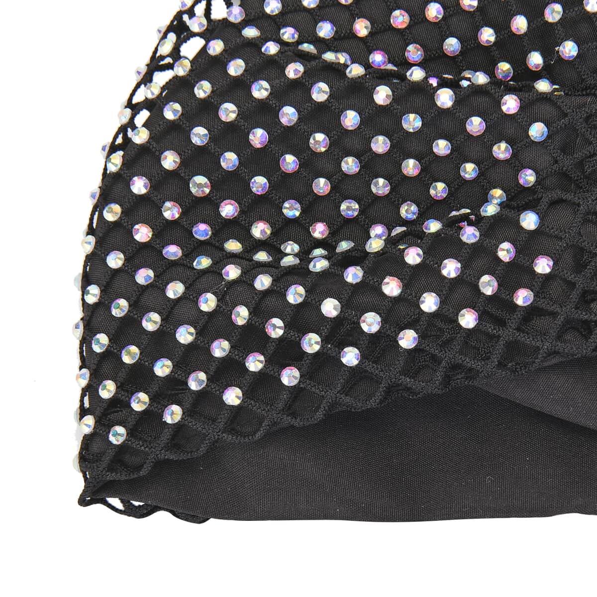 Black Mesh with Sparkling Color Crystals Rhinestone 2 Ply Fashion Mask (Non-Returnable) image number 2