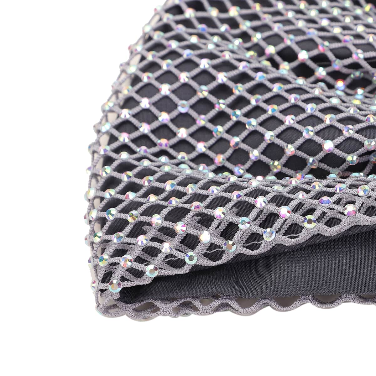 Grey Mesh with Sparkling Color Crystals Rhinestone 2 Ply Fashion Mask (Non-Returnable) image number 2