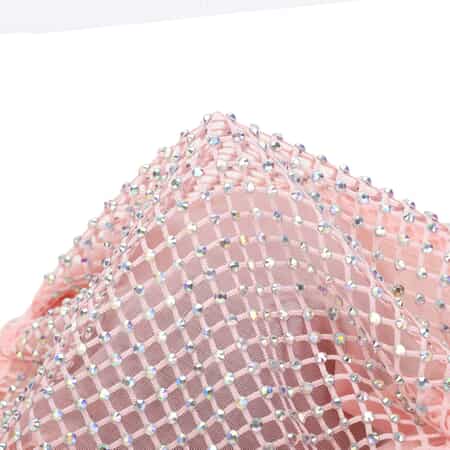 Pink Mesh with Sparkling Color Crystal Rhinestones 2 Ply Fashion Mask (Non-Returnable) image number 4