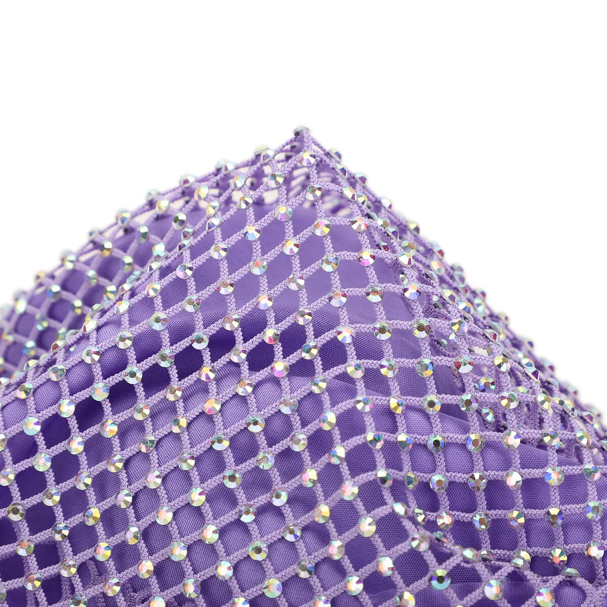Purple Mesh with Sparkling Color Crystal Rhinestones 2 Ply Fashion Mask (Non-Returnable) image number 2