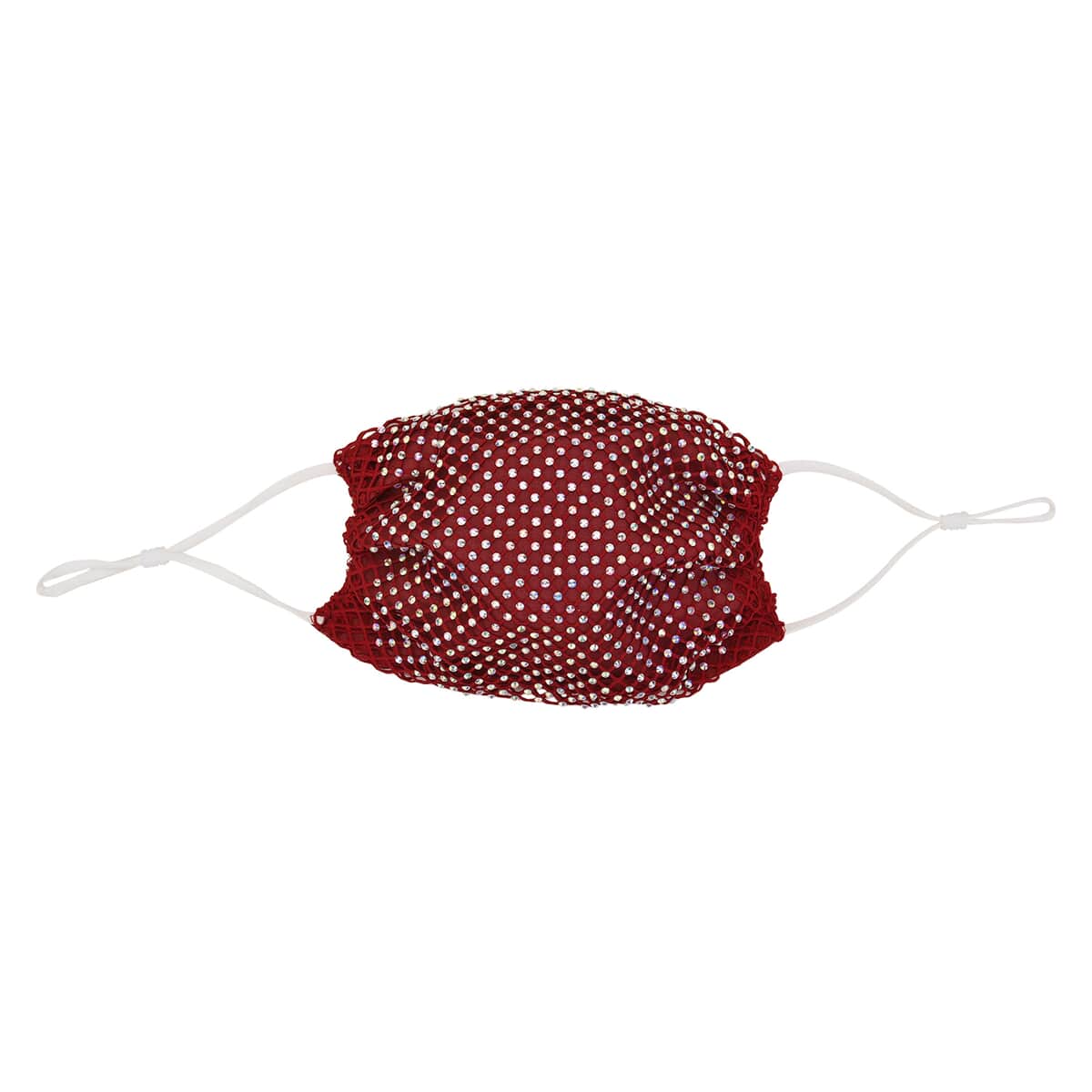 Red Mesh with Sparkling Color Crystal Rhinestones 2 Ply Fashion Mask (Non-Returnable) image number 0