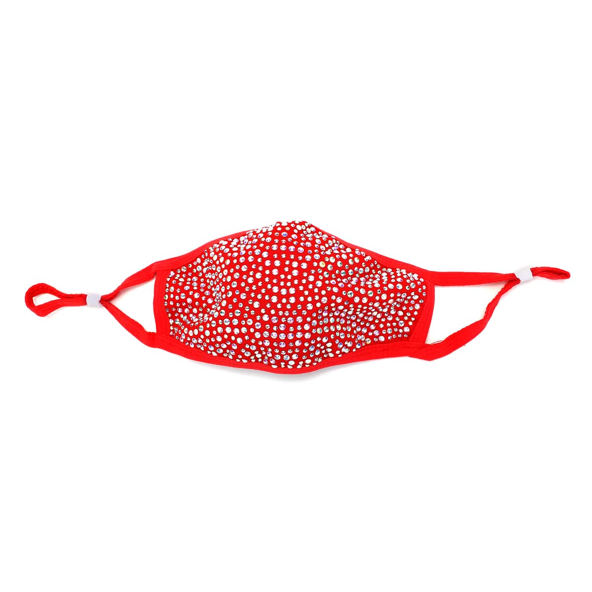 Red with Sparkling Crystal Rhinestone 2 Ply Fashion Mask (Non-Returnable) image number 0