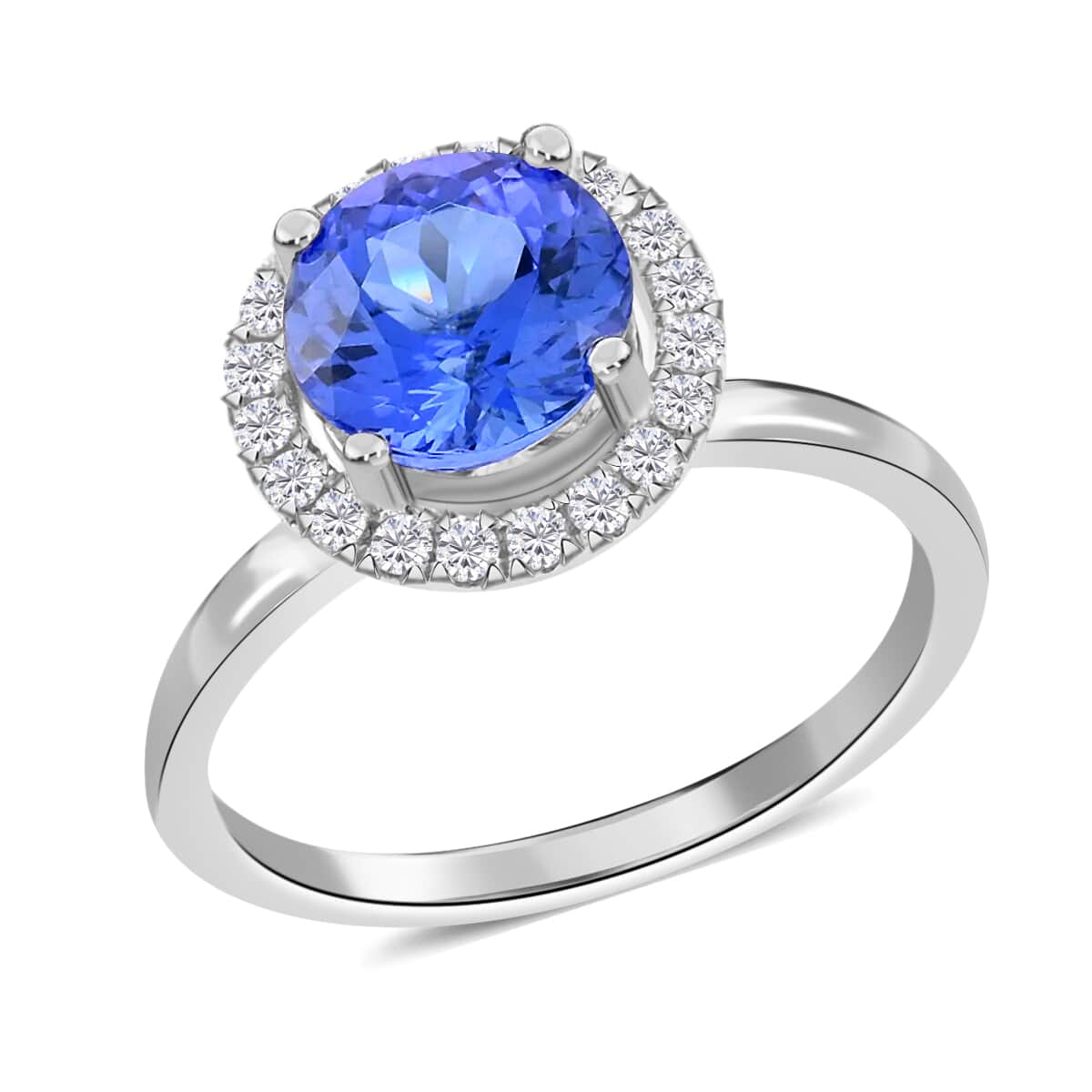 Iliana 18K White Gold AAA Tanzanite and G-H SI Diamond Halo Ring (Size 6.0) 1.80 ctw image number 0