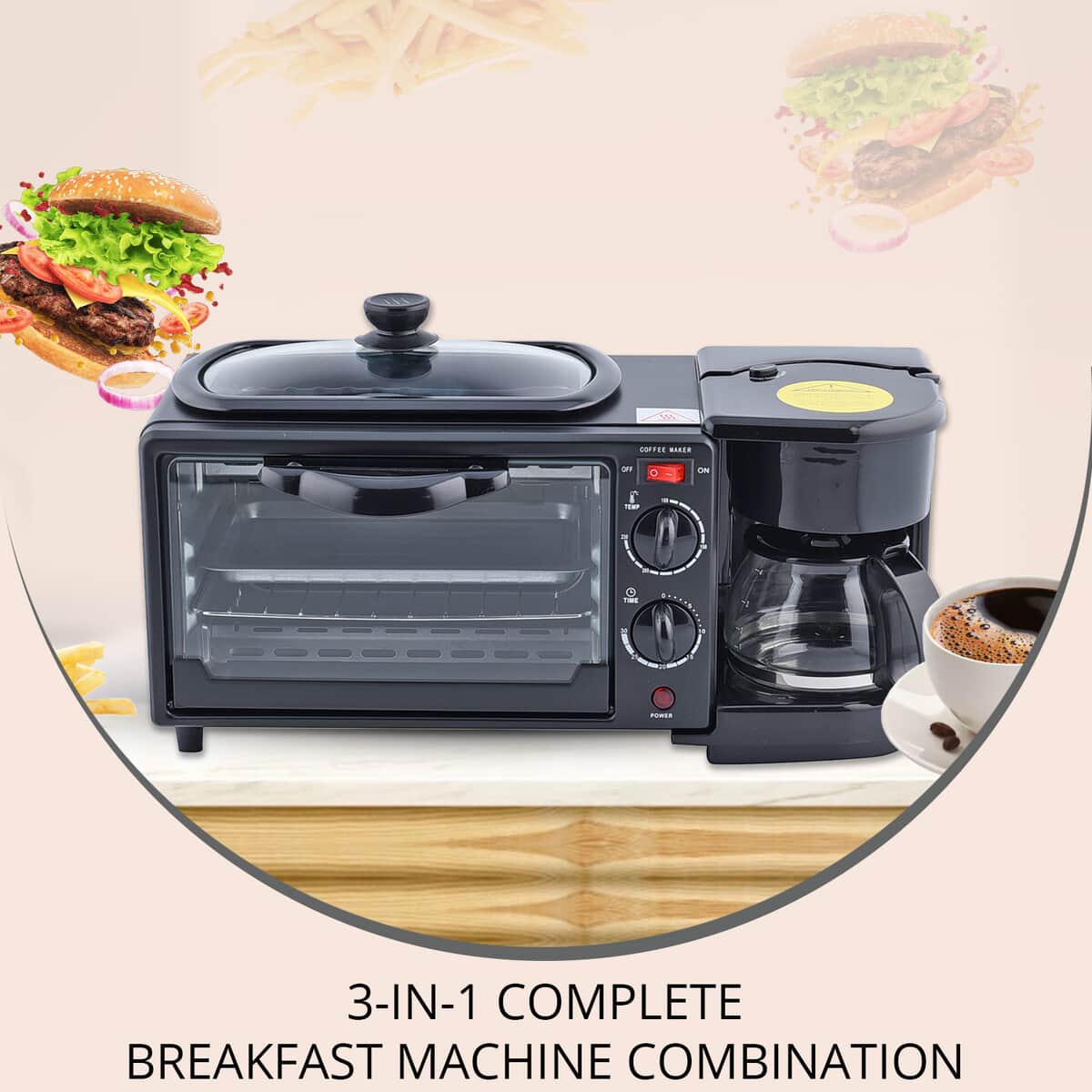 3-in-1 Complete Breakfast Machine Combination - Oven, Frying Pan and Coffee Maker (9 Liters) image number 1