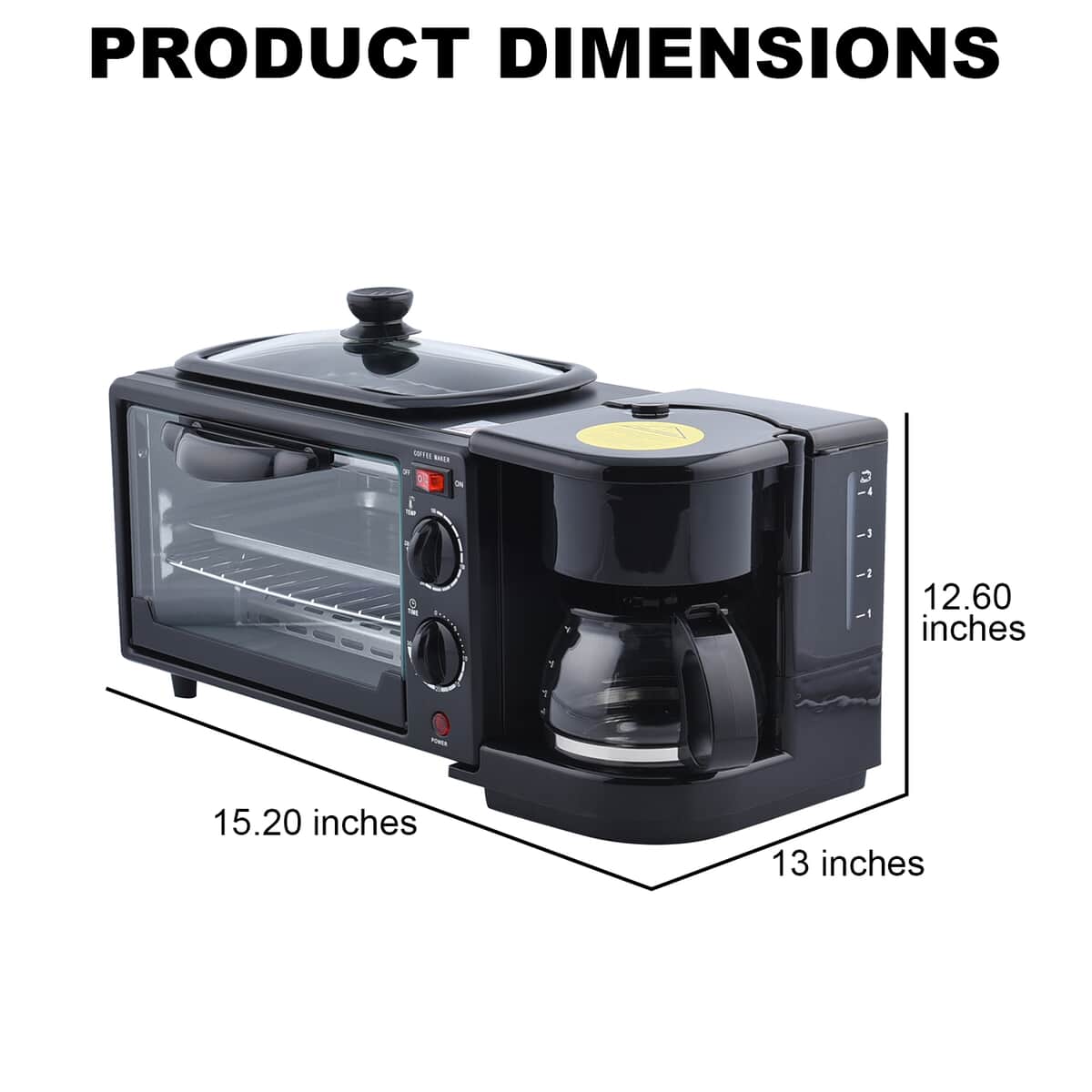 3-in-1 Complete Breakfast Machine Combination - Oven, Frying Pan and Coffee Maker (9 Liters) image number 3